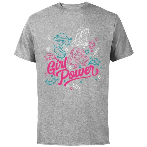 Disney Princess Jasmine Rapunzel Ariel Girl Power - Short Sleeve Cotton T-Shirt for Adults - Customized-Athletic Heather