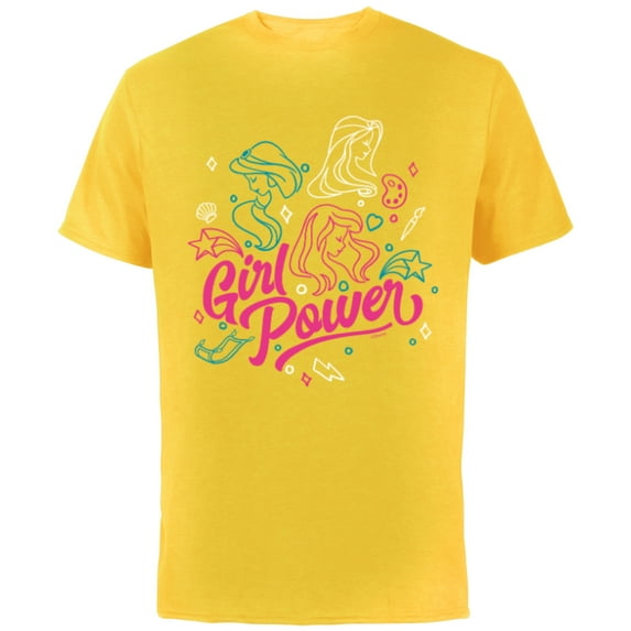 Disney Princess Jasmine Rapunzel Ariel Girl Power - Short Sleeve Cotton T-Shirt for Adults - Customized-Yellow