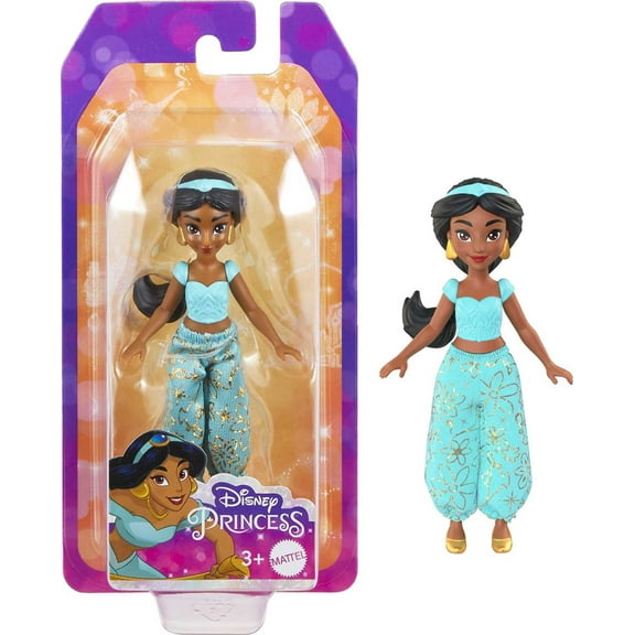Disney Princess Jasmine Small Doll, Black Hair & Brown Eyes, Signature 2-Piece Look with Pants