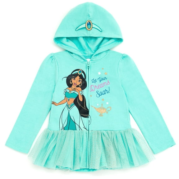 Disney Princess Jasmine Toddler Girls Fleece Zip Up Hoodie Dress Toddler to Big Kid