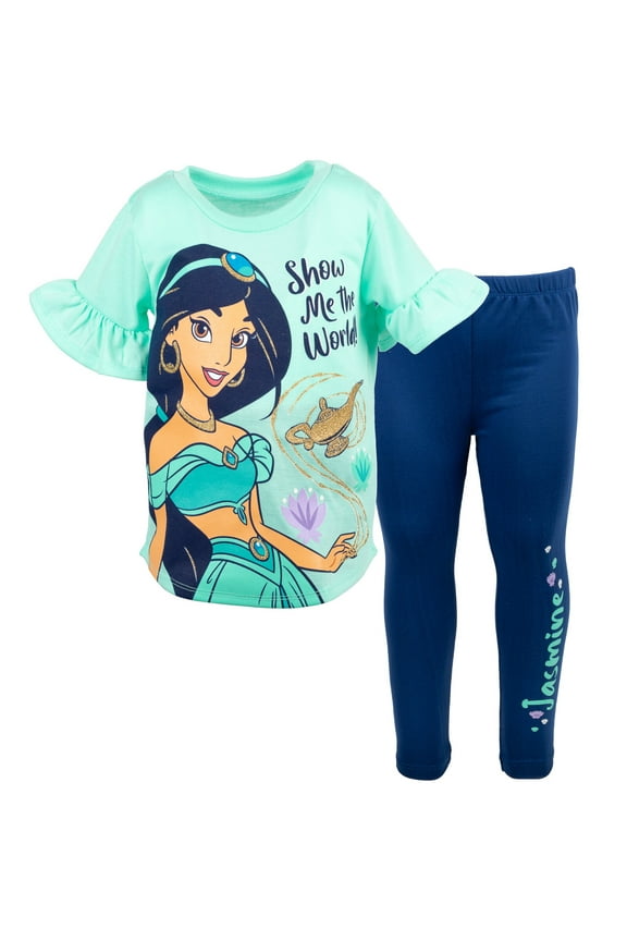 Princess Jasmine Toddler Girls T-Shirt and Jogger Leggings Outfit Set Toddler to Big Kid