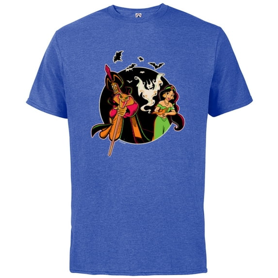 Disney Princess Jasmine and Jafar Aladdin Halloween Bats - Short Sleeve Cotton T-Shirt for Adults - Customized-Royal Heather