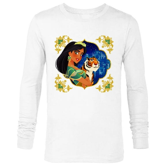 Disney Princess Jasmine and Rajah Stylized - Long Sleeve T-Shirt for Men - Customized-White