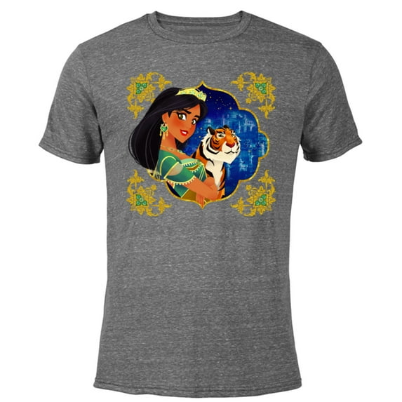 Disney Princess Jasmine and Rajah Stylized - Short Sleeve Blended T-Shirt for Adults - Customized-Dark Heather
