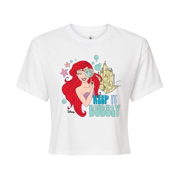 Disney Princess - Keep It Bubbly - Juniors Cropped Cotton Blend T-Shirt
