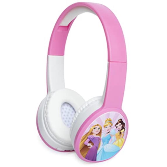 Disney Princess Kid-Safe Bluetooth Wireless Headphones with Volume Limiting, Multicolor