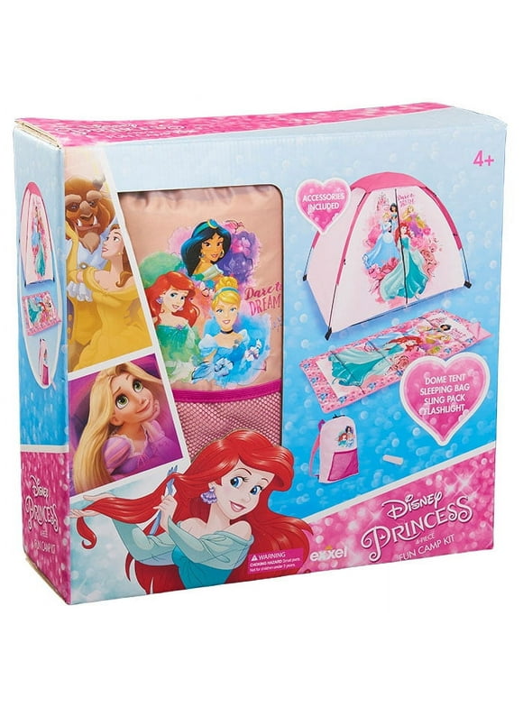 Disney Princess Kid's Indoor/Outdoor Unisex 4-Piece Sling Kit, Ages 4+, Multi-Color, Dome Tent, One Room