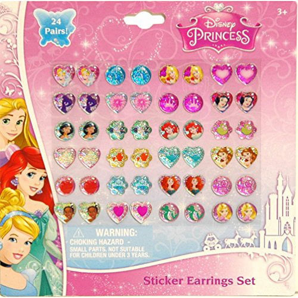  Disney Princess Kids 24-pair Sticker Earrings (Pack of 3) :  Toys & Games