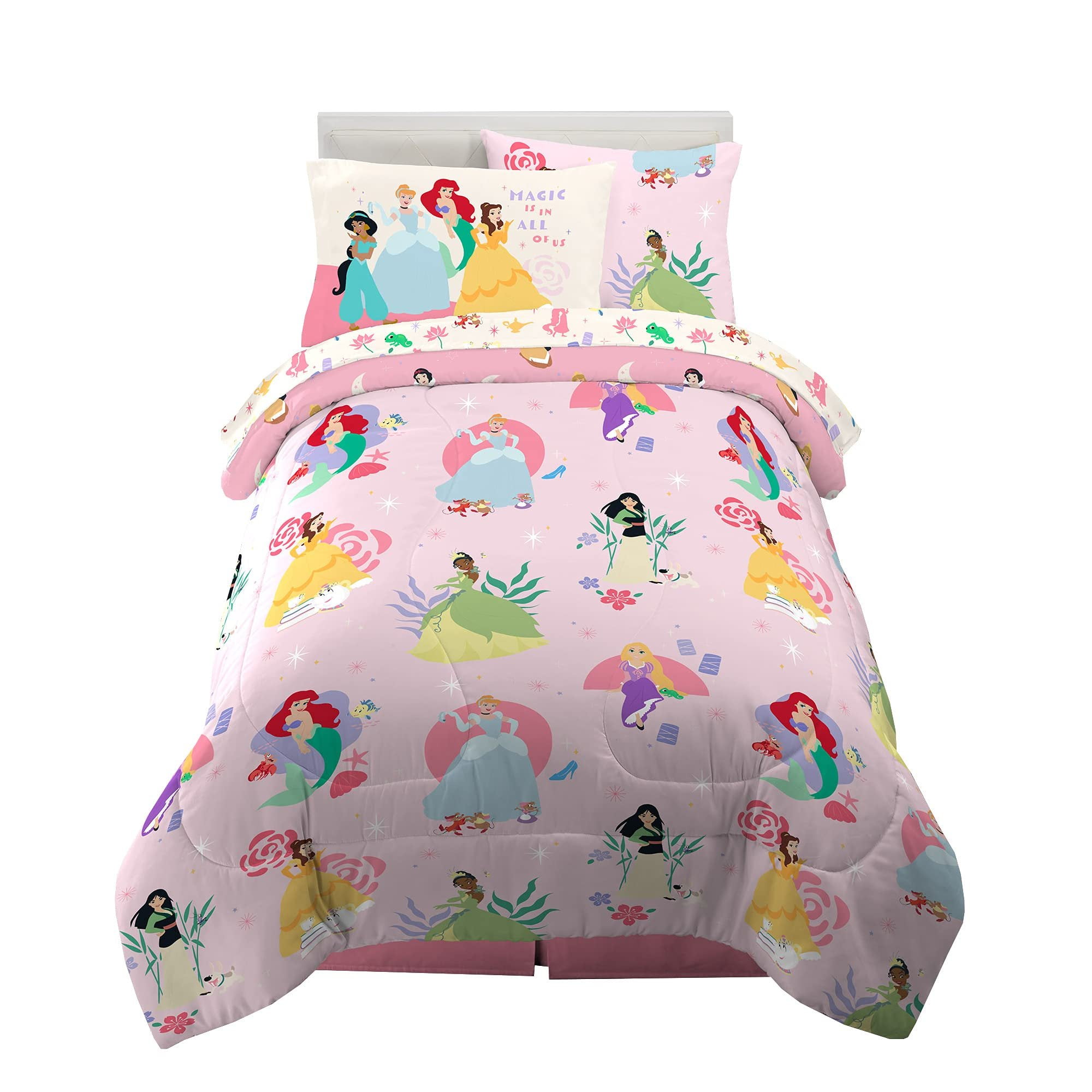 Disney Princess Kids Bedding Twin Comforter & Sheets, 4 Piece Set ...