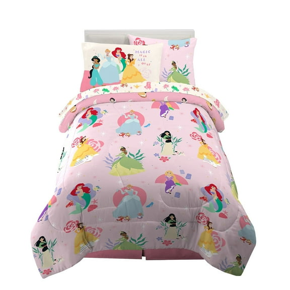 Disney Princess Kids Bedding Twin Comforter & Sheets, 4 Piece Set