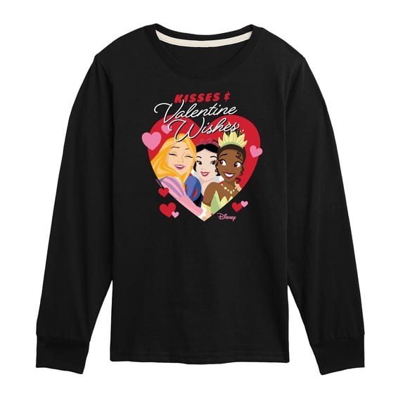 Disney Princess - Kisses and Valentine Wishes - Valentine's Day - Boys and Girls And Youth Long Sleeve Graphic T-Shirt