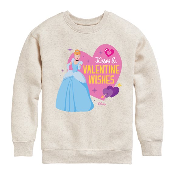 Disney Princess - Kisses and Valentine Wishes - Valentine's Day - Boys and Girls Youth Crewneck Fleece Sweatshirt