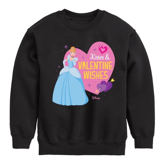 Disney Princess - Kisses and Valentine Wishes - Valentine's Day - Boys and Girls Youth Crewneck Fleece Sweatshirt