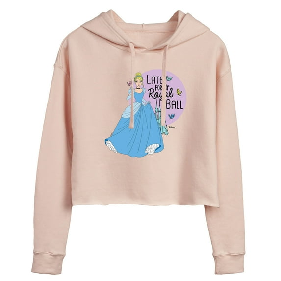 Disney Princess - Late For My Ball - Juniors Cropped Pullover Hoodie