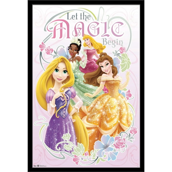 Disney Princess - Let the Magic Begin Wall Poster, 22.375" x 34", Framed