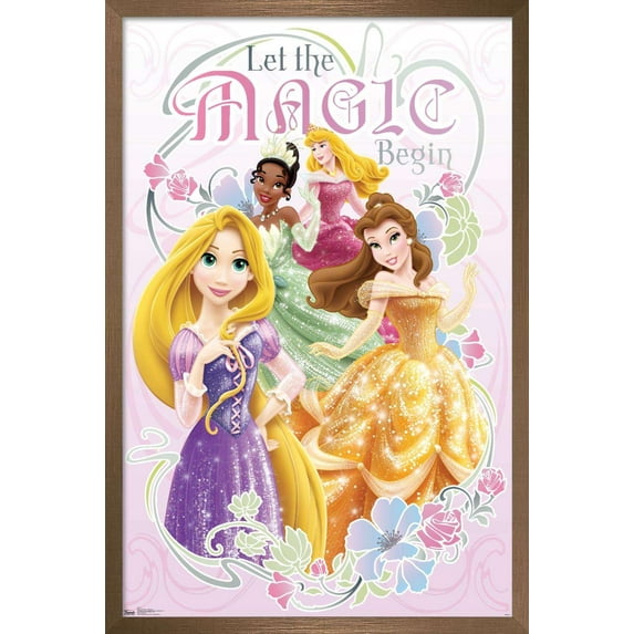 Disney Princess - Let the Magic Begin Wall Poster, 22.375" x 34", Framed