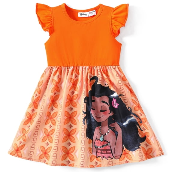 Disney Princess Little Girl Dresses Moana Ariel Character Ruffled Sleeveless Dress 3-4 Years