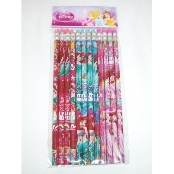 The Little Mermaid Pencils, #2 HB Lead, Assorted Colors, 24 Count, 2 Pack