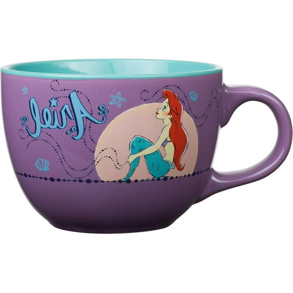 Silver Buffalo Disney Princess Little Mermaid Ariel Moonlight Ceramic Soup Mug, 24 Ounces, 1 Count (Pack of 1)