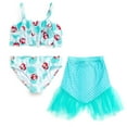 thumbnail image 1 of Disney Princess Little Mermaid Ariel Ruffled Square Neck UPF 50+ Bikini Top, Bottom and Tail 3 Piece Swim Set Little Kid to Big Kid, 1 of 5