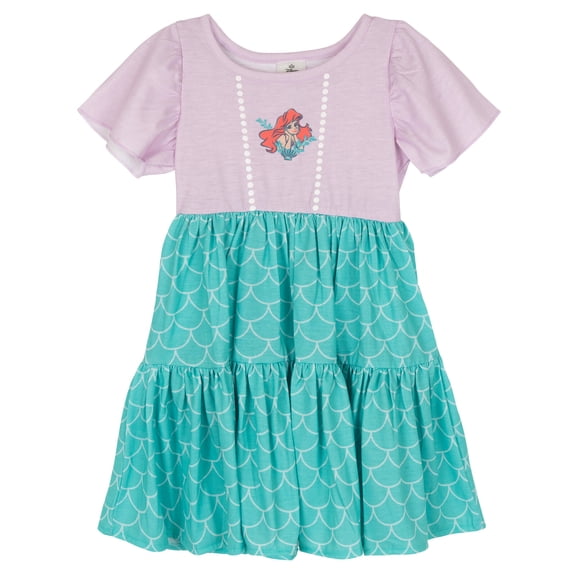 Disney Princess Little Mermaid Ariel Square Neck Dress Toddler to Big Kid