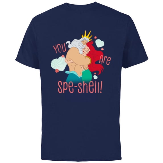 Disney Princess Little Mermaid Dad Daughter You Are SpeShell - Short Sleeve Cotton T-Shirt for Adults - Customized-Navy