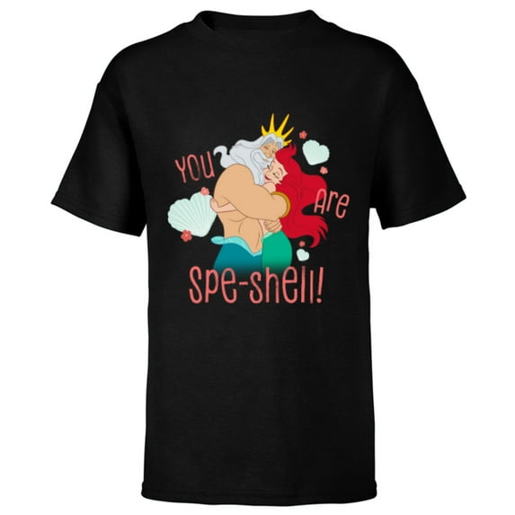 Disney Princess Little Mermaid Dad Daughter You Are SpeShell - Short Sleeve T-Shirt for Kids - Customized-Black