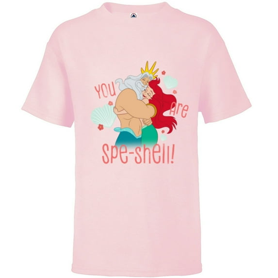 Disney Princess Little Mermaid Dad Daughter You Are SpeShell - Short Sleeve T-Shirt for Kids - Customized-Soft Pink