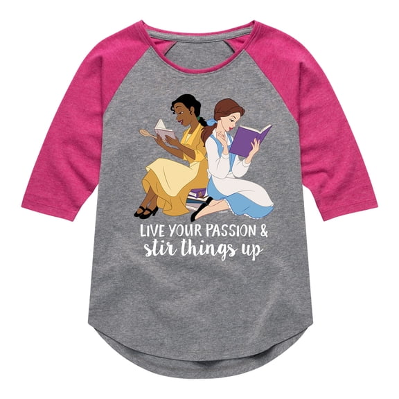 Disney Princess - Live Your Passion - Toddler And Youth Girls Raglan Graphic T-Shirt