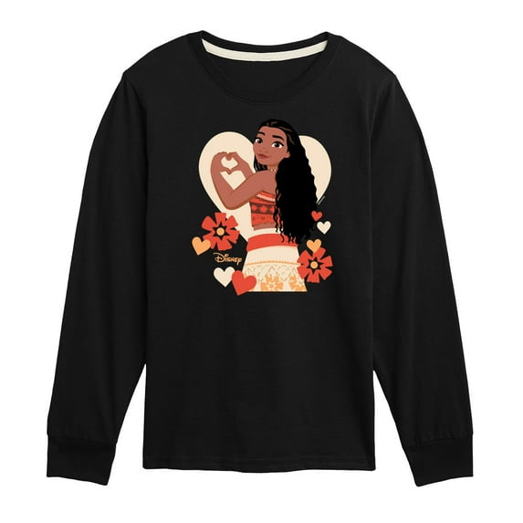 Disney Princess - Love Moana - Boys and Girls and Youth Long Sleeve Graphic T-Shirt