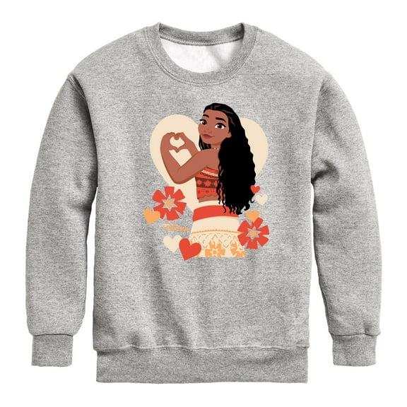 Disney Princess - Love Moana - Boys and Girls Youth Crewneck Fleece Sweatshirt