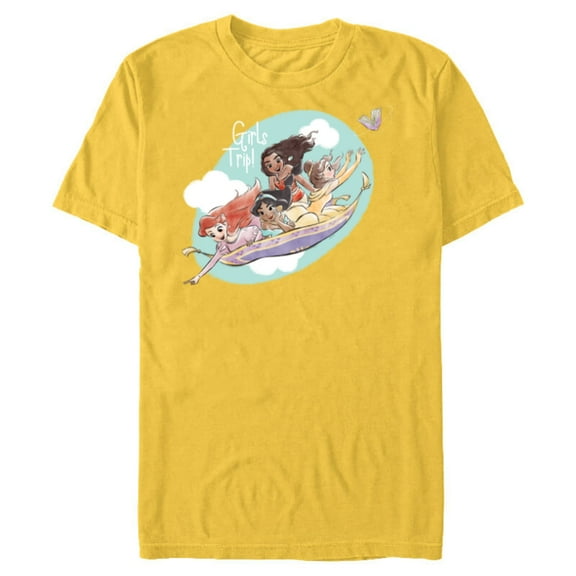 Disney Princess Magic Carpet Girls Trip - Short Sleeve Blended T-Shirt for Adults - Customized-Yellow