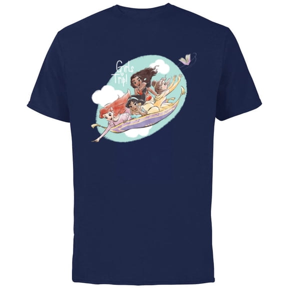 Disney Princess Magic Carpet Girls Trip - Short Sleeve Cotton T-Shirt for Adults - Customized-Navy