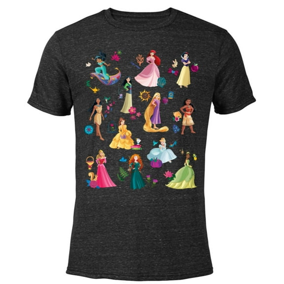 Disney Princess Magical Print - Short Sleeve Blended T-Shirt for Adults - Customized-Black