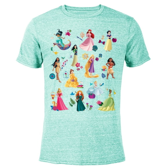 Disney Princess Magical Print - Short Sleeve Blended T-Shirt for Adults - Customized-Ocean Blue