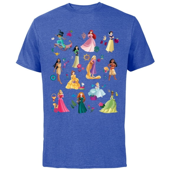 Disney Princess Magical Print - Short Sleeve Cotton T-Shirt for Adults - Customized-Royal Heather