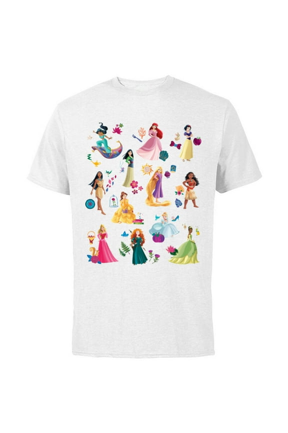 Princess Magical Print - Short Sleeve Cotton T-Shirt for Adults - Customized-White
