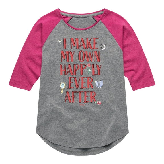 Disney Princess - Make My Own Happily Ever After - Toddler & Youth Girls Raglan Graphic T-Shirt
