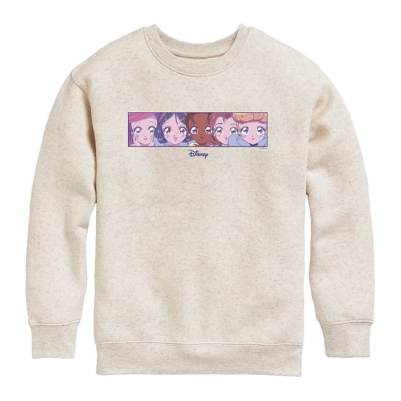 Disney - Princess Manga Faces Boys' Graphic Long Sleeve Fleece Sweatshirt