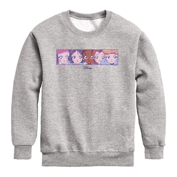 Disney - Princess Manga Faces Boys' Graphic Long Sleeve Fleece Sweatshirt