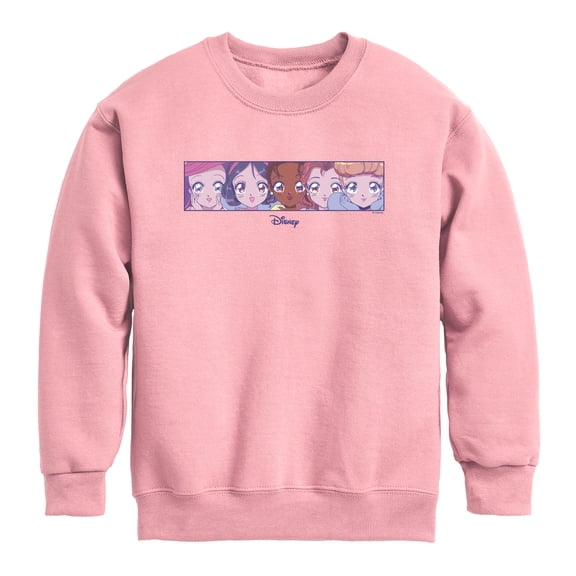 Disney - Princess Manga Faces - Youth Boys Crew Fleece Sweatshirt