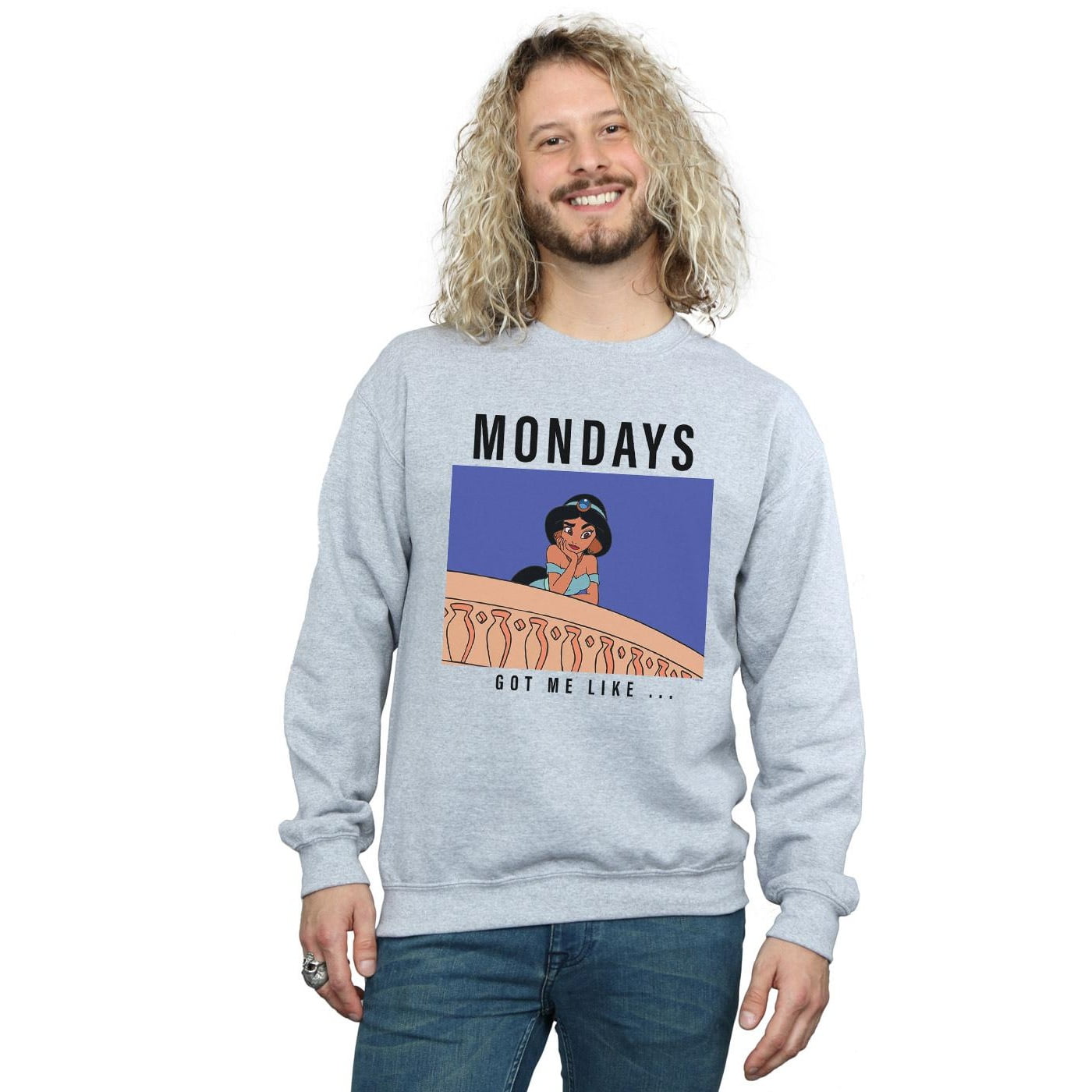 Disney Princess Mens Jasmine Mondays Got Me Like Sweatshirt - Walmart.com
