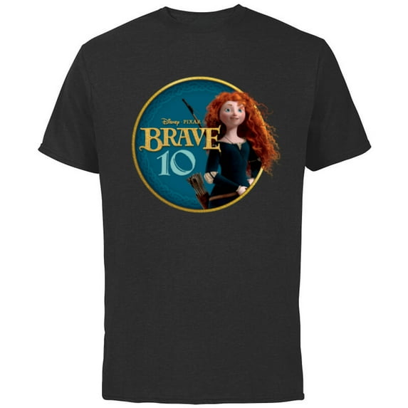 Disney Princess Merida Brave 10th Anniversary - Short Sleeve Cotton T-Shirt for Adults - Customized-Black