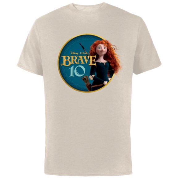 Disney Princess Merida Brave 10th Anniversary - Short Sleeve Cotton T-Shirt for Adults - Customized-Natural