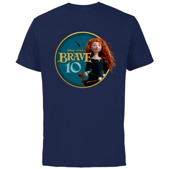 Disney Princess Merida Brave 10th Anniversary - Short Sleeve Cotton T-Shirt for Adults - Customized-Navy
