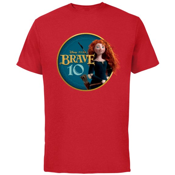 Disney Princess Merida Brave 10th Anniversary - Short Sleeve Cotton T-Shirt for Adults - Customized-Red