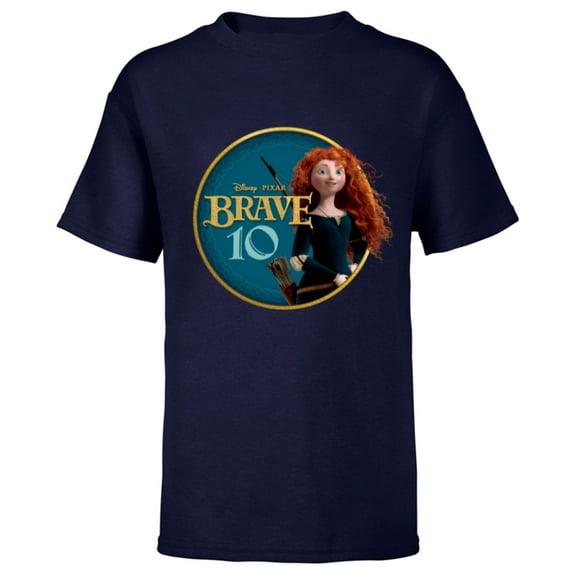 Disney Princess Merida Brave 10th Anniversary - Short Sleeve T-Shirt for Kids - Customized-Navy