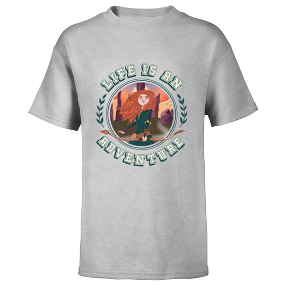 Disney Princess Merida Brave Life is an Adventure 2024 - Short Sleeve T-Shirt for Kids - Customized-Athletic Heather
