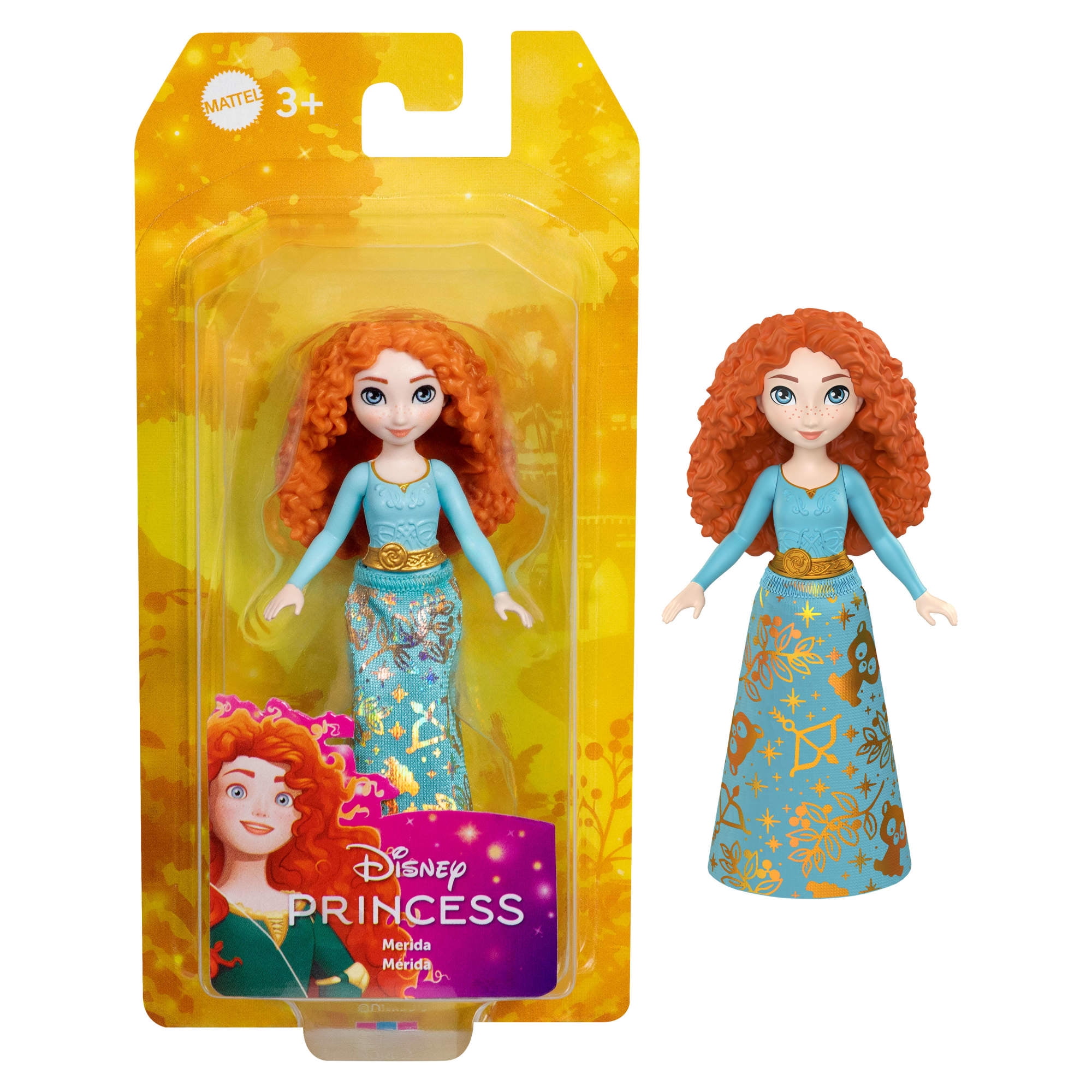 Disney Princess Merida Posable Small Doll in Shiny Outfit with Removable Skirt, Inspired by Movie