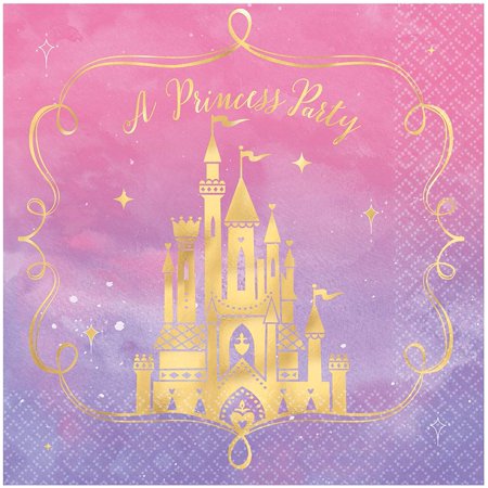 Disney Princess Metallic Luncheon Party Napkins, 6.5 x6.5, 16 Ct.